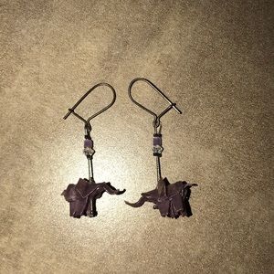Purple Elephant Earrings